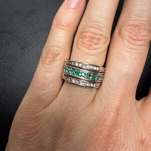 Vintage 18K H.G.E. Red & Green Interchangeable Flip Ring